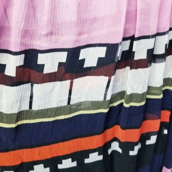 APIECE APART Lippard Multi Color Striped Chiffon Silk Midi Dress 4 - Picture 10 of 13